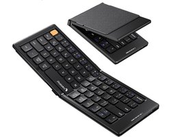 ProtoArc XK04 Opvouwbaar Compact Bluetooth Toetsenbord – Draadloos, Pocketformaat met PU Leren Hoes – Zwart
