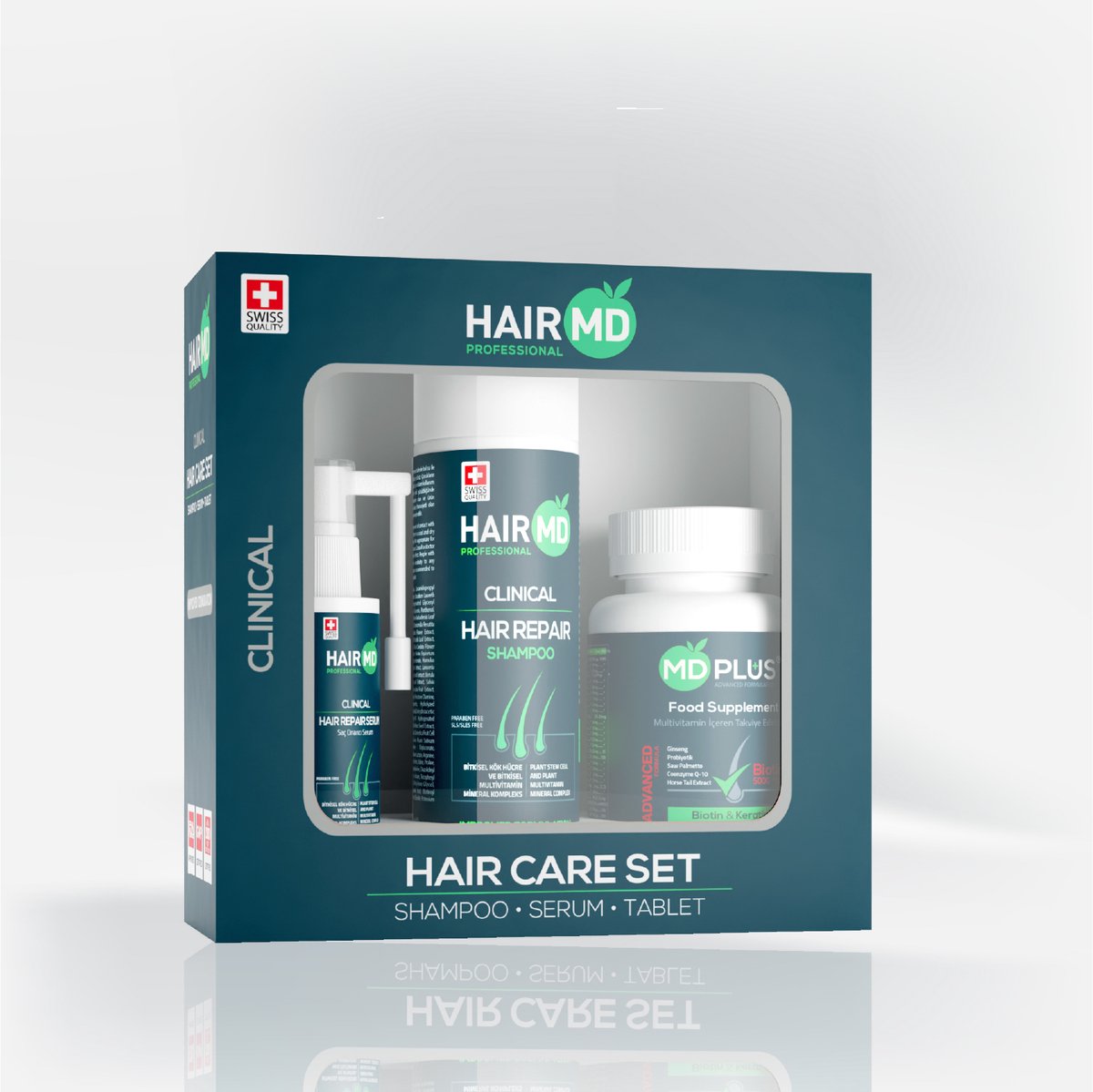 HairMD Clinical Hair Repair Set (1 month use) - Anti Haaruitval - Inclusief Shampoo, Vitamin, Serum - Ondersteunend voor Haargroei - Hairtimeistanbul