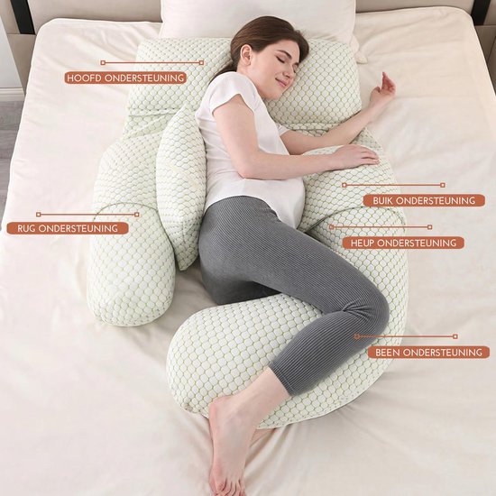 Montelisse Zwangerschapskussen 81,5x33x44cm U-vorm roze XL - Zwangerschapskussens - Zijslaapkussen - Voedingskussen - Bodypillow - Lichaamskussen van Merkloos — afbeelding 2