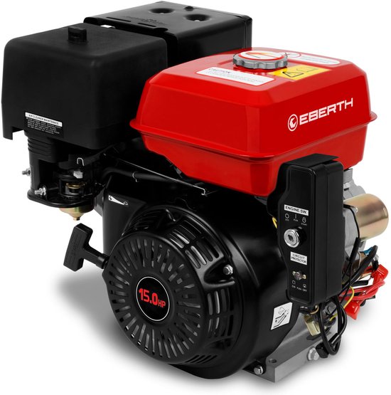 EBERTH 15 pk 11,03 kW benzinemotor, stationaire motor, kartmotor, aandrijfmotor met oliebadkoppeling, as met een diameter van 22 mm, elektrische start, 17 Ah 12 V-accu, olieniveaubeveiliging, 4-takt, 1 cilinder, cilinderinhoud 420 cc, luchtgekoeld van Merkloos	 — afbeelding 3