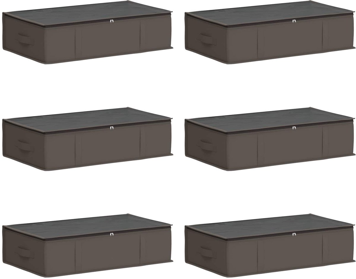 vidaXL - Opbergdoos - met - transparant - bovenraam - 6 - pcs - Grijs - Nonwoven - stof