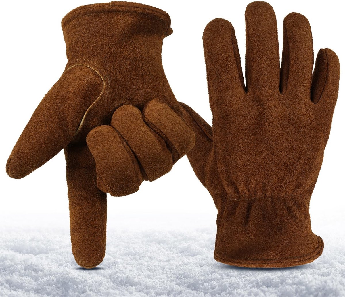 Winterwerkhandschoenen voor sneeuw - Dikke leren handschoenen met extra grip, flexibel en warm, unisex bescherming