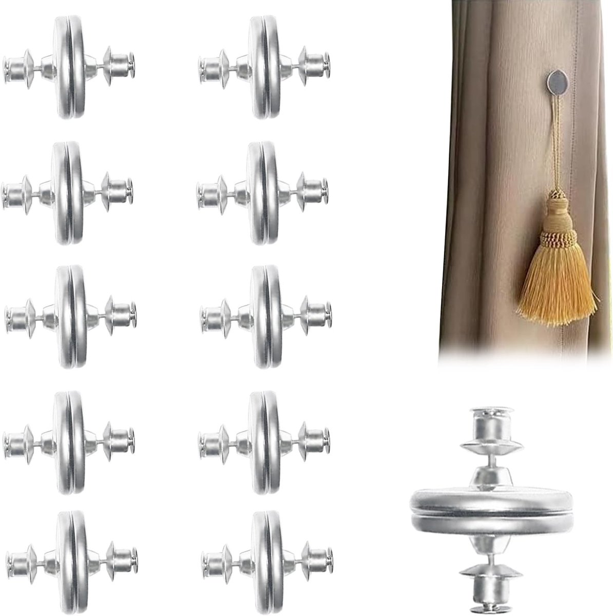 NTHProducts - Gordijn Magneten - Sterke Magneten - Ideaal voor Douchegordijnen - Zilver - Gordijn Klemmen - Duurzaam en Roestvrij - Geschikt voor S...