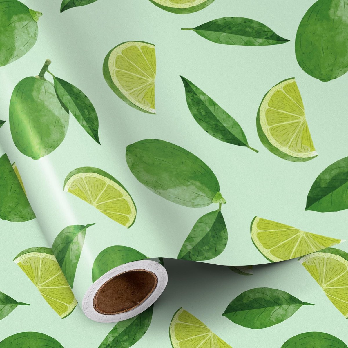 NTHProducts - Cadeaupapier - Limoen en blad - Tropisch en fris - 43.2cm x 5m - Perfect voor feestjes - Geschikt voor verjaardagen en vakanties