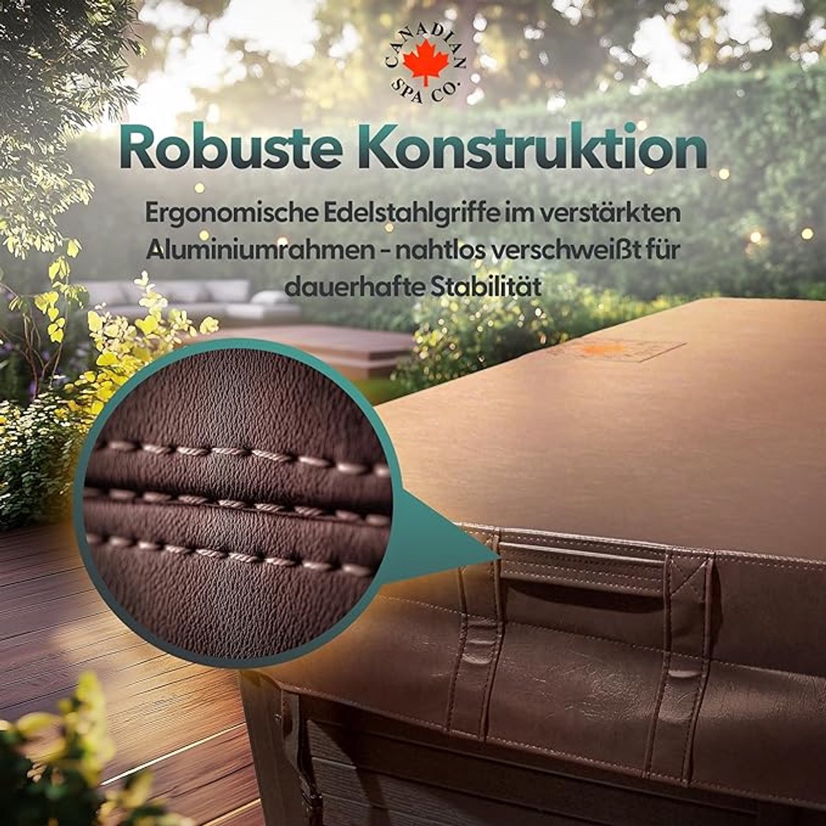 Whirlpool Afdekhoes 213x213 cm – Isolerende Jacuzzi Cover 10 cm Dik – Waterdicht & UV-bestendig – Rechthoekige Spa Cover met Handgrepen & Veiligheidslussen – Grijs – HomebyNicole