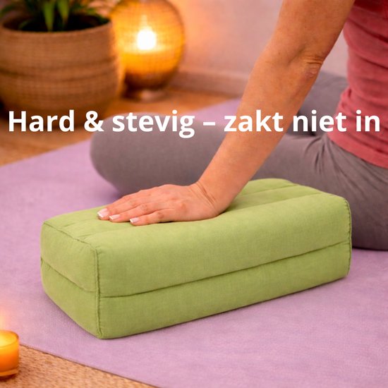 Yoga blok - Traditionele Thaise Kapok Yoga Ondersteuning Blok Kussen - Meditatie Kussen rechthoek - 35x15x10cm - olijfgroen van Onbekend. — afbeelding 2