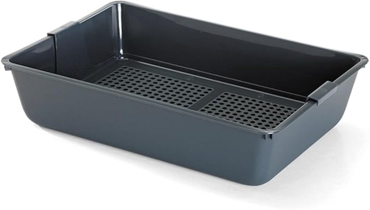 Open kattenbak met zeef – grijs – praktisch design – eenvoudig schoonmaken Open kattenbak met zeef – grijs – praktisch design – eenvoudig schoonmaken