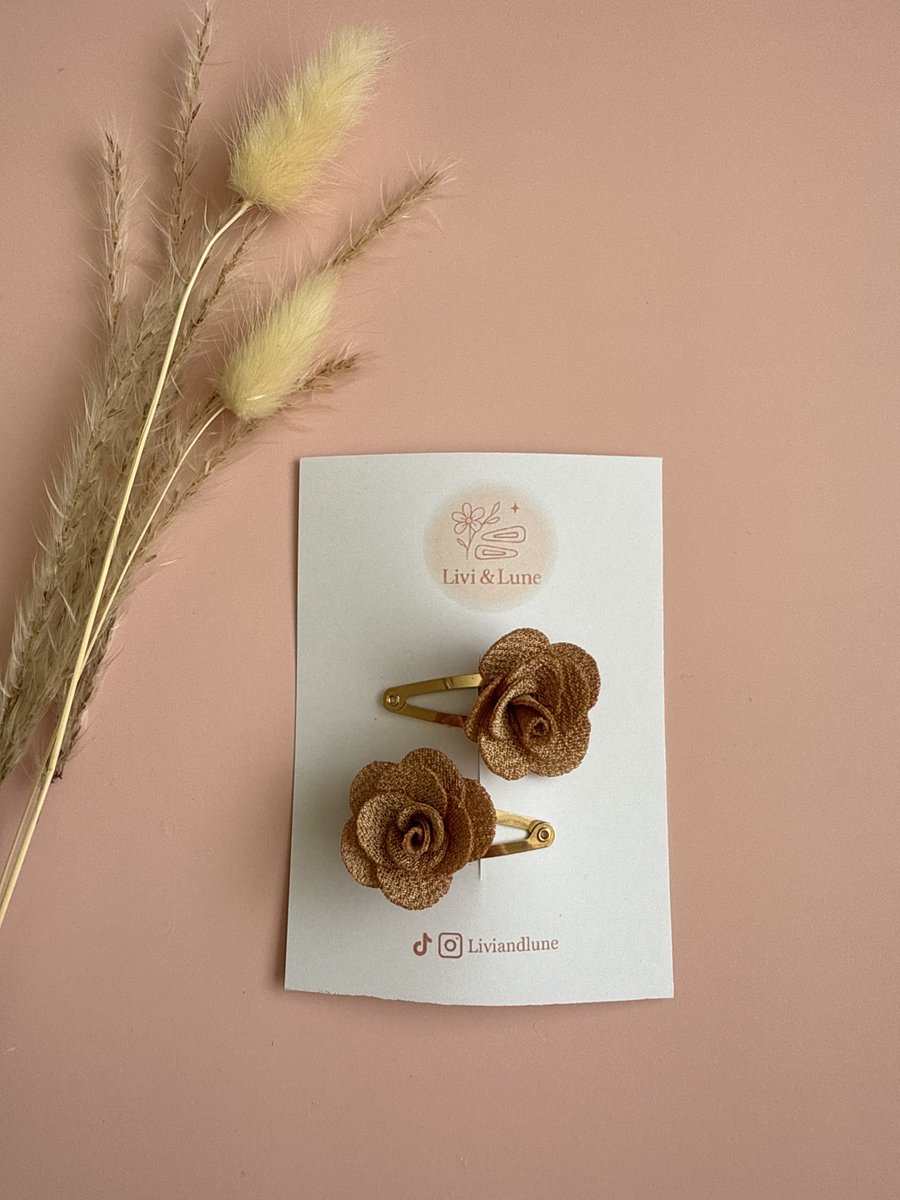 Livi Lune Haarspeldjes Meisjes Bloemen Rozen Bruin Goud
