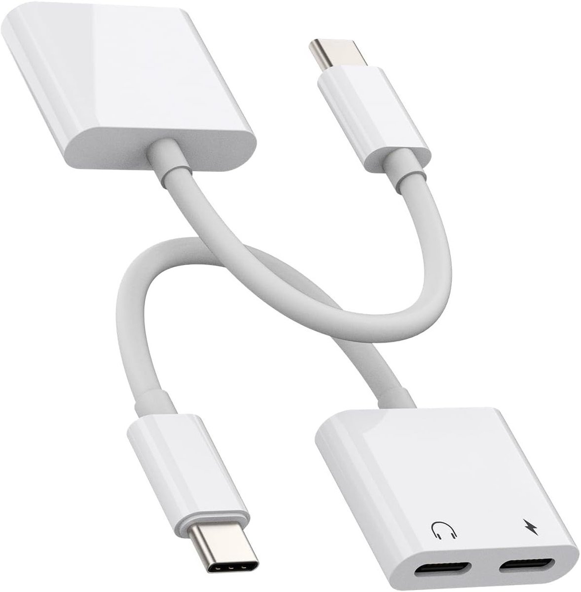 Adapter USB C 2 in 1 voor Oortjes en Opladen - Dual Type C Plug, Audio en Oortjes Compatibel met Xiaomi, Huawei, Samsung en Meer