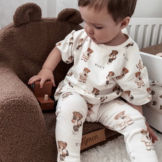 Flumi - Kinderfauteuil - Bouclé kinderstoel chocoladebruin - Met oortjes - Gepersonaliseerd met naamgravure van Merkloos — afbeelding 5