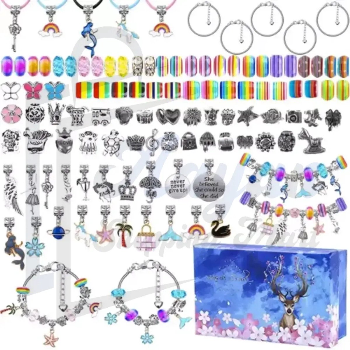 Sieraden Maakset voor Kinderen 107-delig – Armband & Ketting Knutselset met Bedels in Opbergdoos – armband maakset – bedels maken set – knutselset sieraden meisje – diy armbandjes maken – creatief speelgoed meisje – ketting maakset kind – 42202