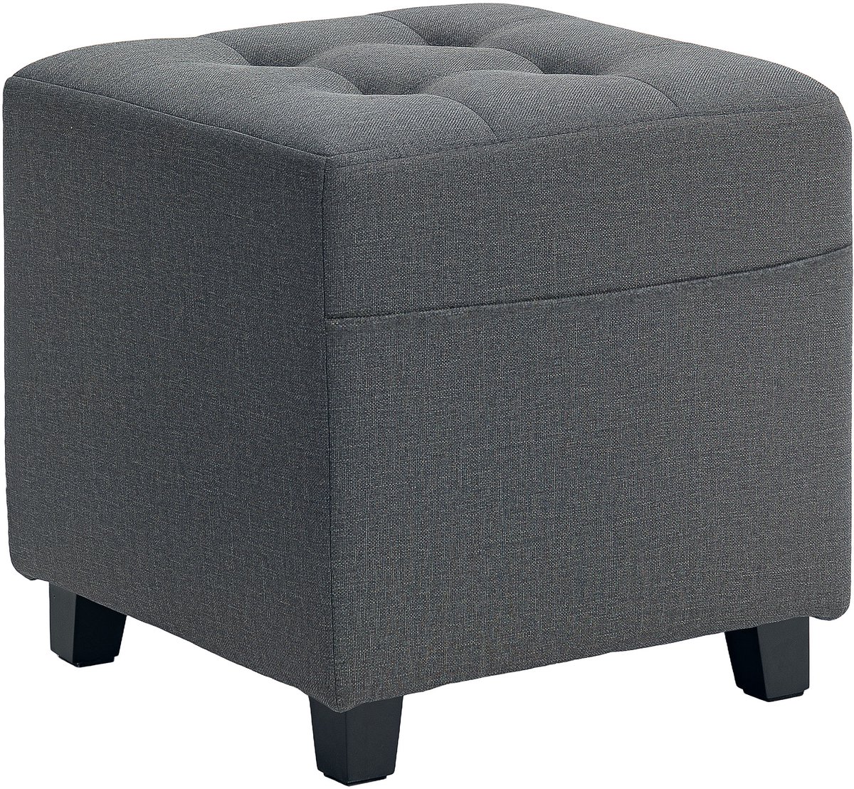 Homcom Voetenbankje - Polyester, rubberhout - 35 x 35 x 35 cm - Grijs