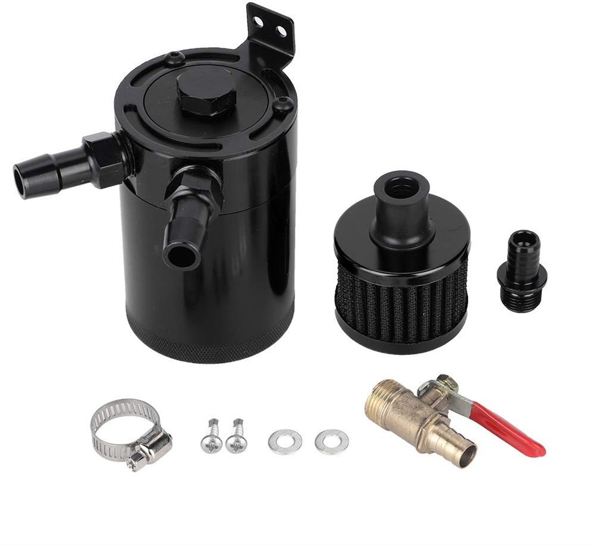 Allecto - Olieafscheider Auto - Universele aluminium olietankvanger - Verbeterde motorprestaties - Zwart - Geschikt voor diverse voertuigen - 2 poo...