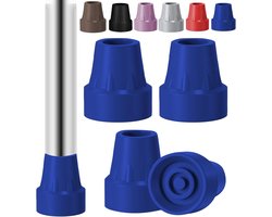 4-delige rubberen stokdoppen 3/4 inch | Zware antislip doppen voor wandelstokken, krukken, rollators en douchestoelen-blauw
