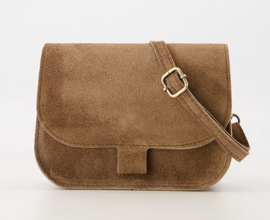 Teatro - Suede - Leer - Crossbodytasje - Taupe - Bronskleurig - Flora