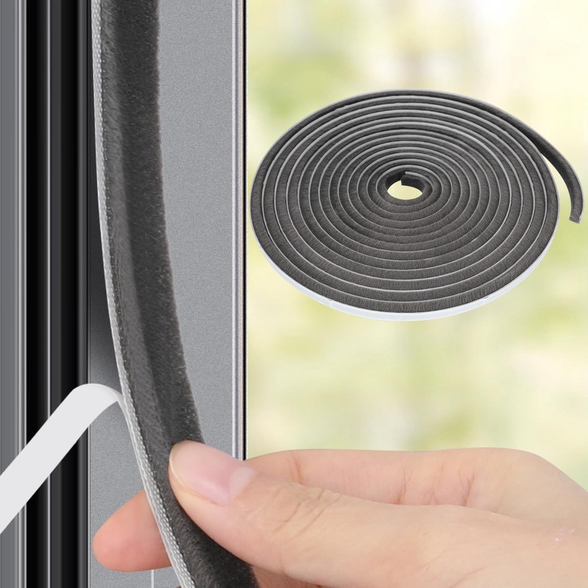 Zelfklevende Borstelafdichting voor Deuren en Ramen - 9mm (B) x 5mm (D) x 6m (L) - Insectenbescherming, Tochtwering en Geluidsisolatie
