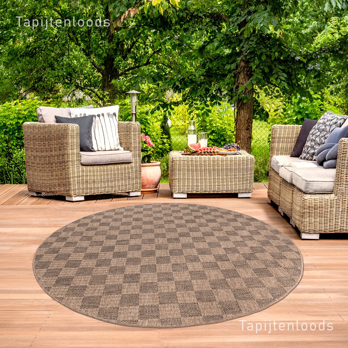 Muratap Sahara Rond Buitenkleed Jute-Look Weerbestendig Vloerkleed Beige