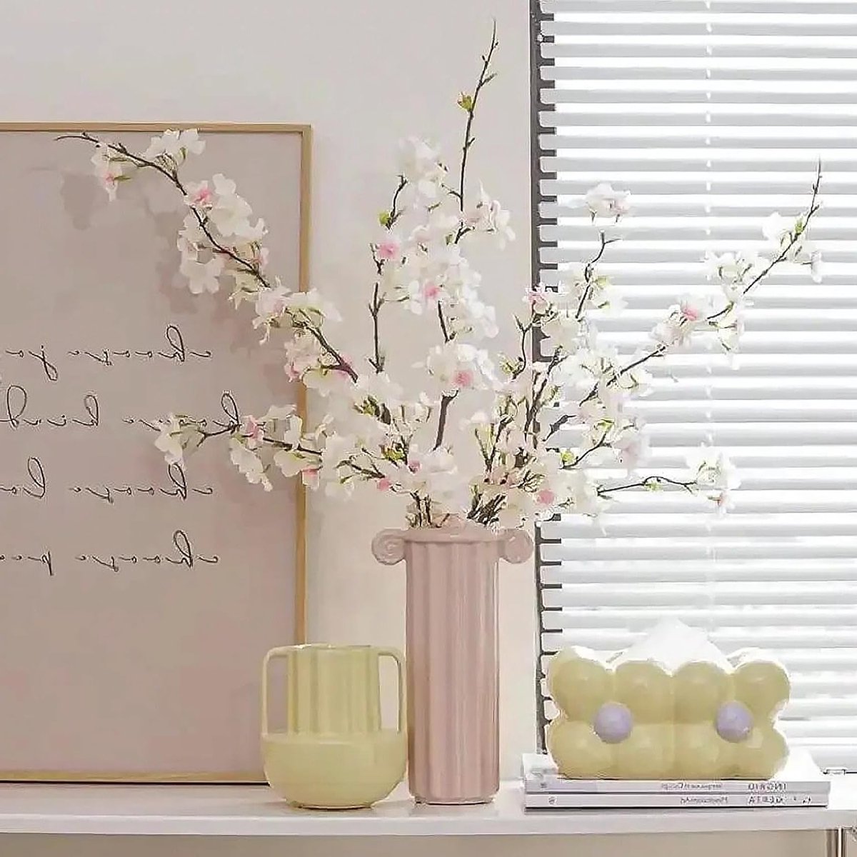 Zes Stuks Kunstmatige Kersenbloesem Takken - Faux Kersenbloemen voor Vaas, Bruiloft en Thu