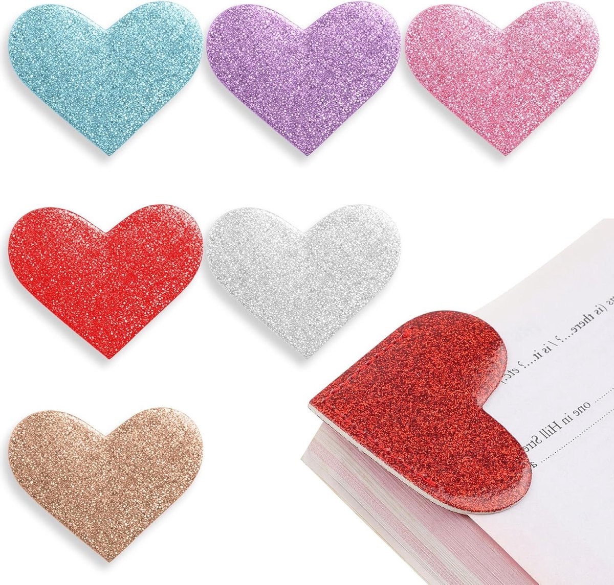 Dailygoods - 6 Stuks Hartvormige Leren Bladwijzers - Handgemaakte Boekaccessoires