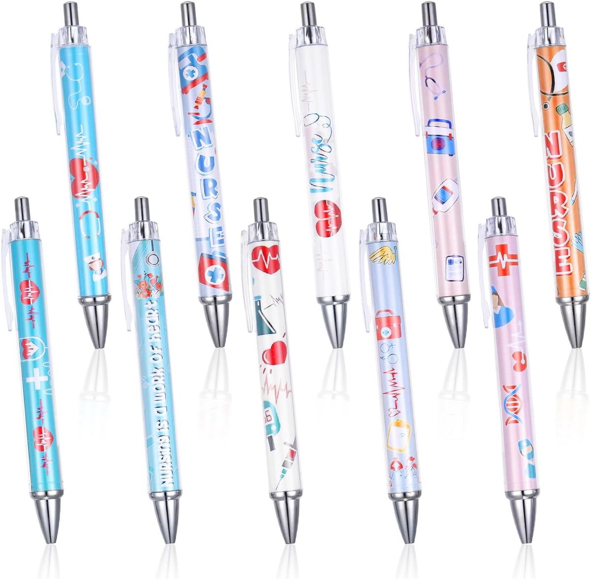 10 Stuks Grappige Balpen Set voor Verpleegkundigen - Medische Accessoires met Cartoon Ontwerp voor Klinische Praktijk
