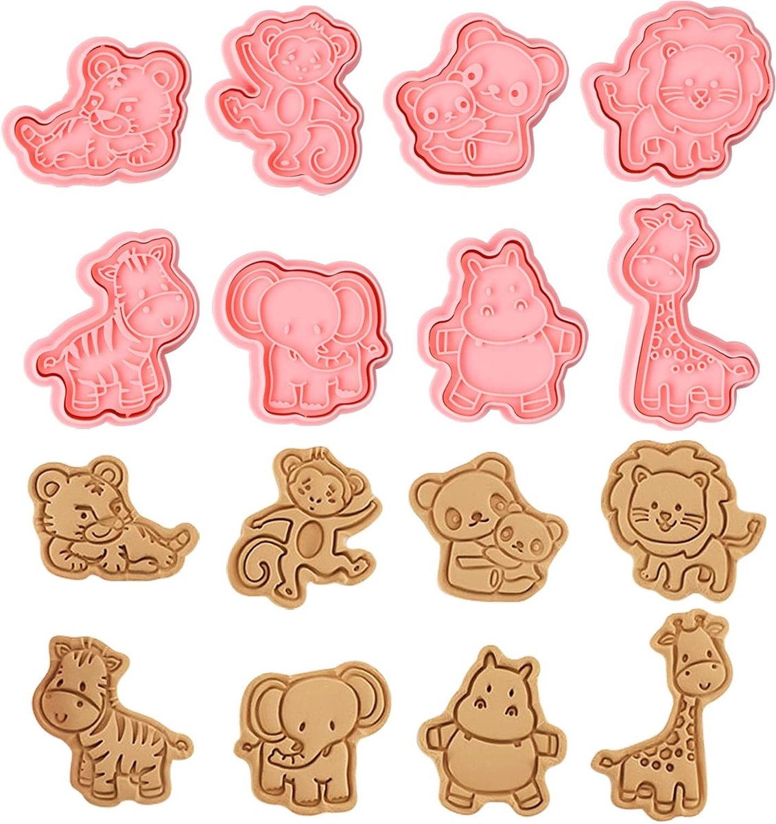 Set van 8 Dieren Koekjesuitsteekvormen voor Kinderen, 3D Koekjesvormen, Bakaccessoires voor Kinderen, Creatief Bakken en Decoreren