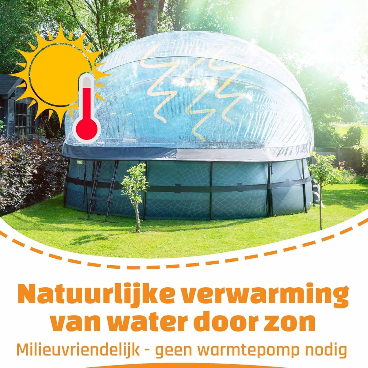 Zwembad Overkapping Ø488 cm Transparant/Blauw PE EXIT Toys - Universele Dome voor Intex/Bestway Zwembaden Laura