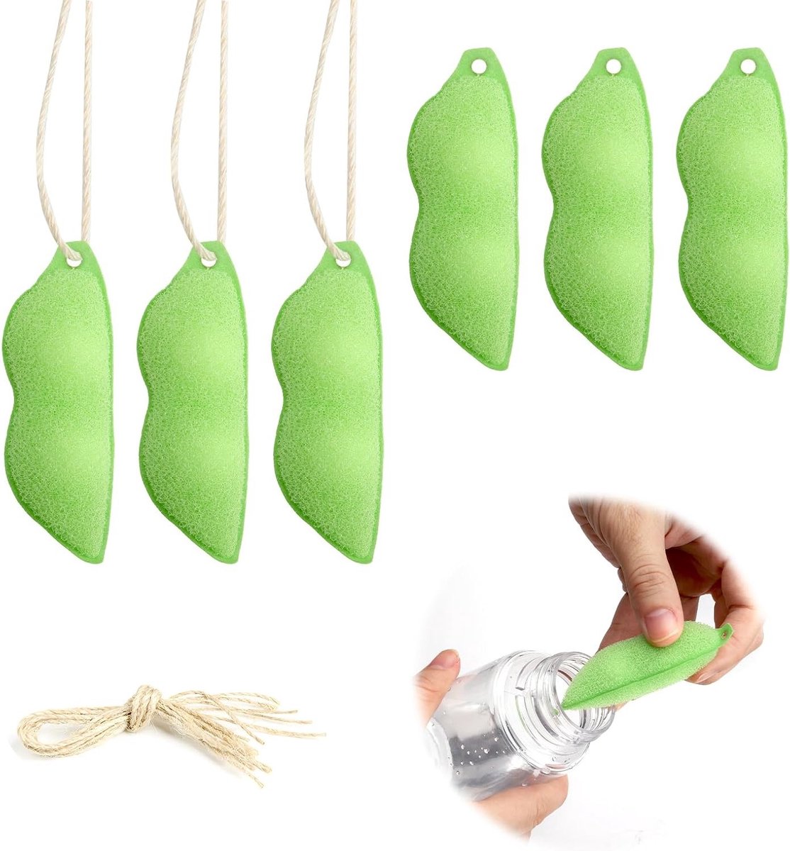 Set van 6 Flessenreinigersponsen - Ideaal voor Diverse Flesformaten, 8 x 2 x 2 cm, Effectieve Reiniging en Duurzaam Gebruik
