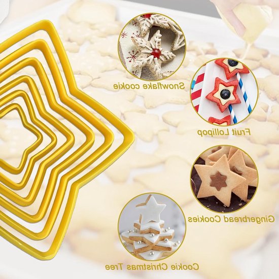 Veelzijdige koekjessnijders set van 6 stuks voor het maken van sterren, donuts en mini koekjes, ideaal voor thuis en bakplezier van Merkloos — afbeelding 4