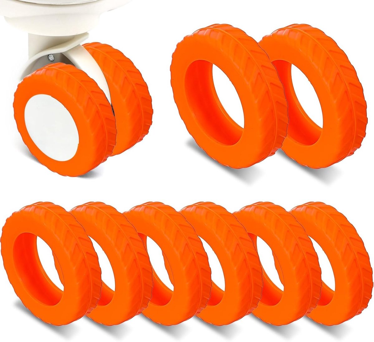 8 Stuks Kofferwiel Beschermers - Siliconen Koffer Bescherming, Antislip Vervangaccessoires voor Rollende Koffers, Oranje, Maat S, Duurzame Kofferwiel Covers