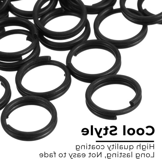 50 Stuks Kleine Sleutelhangers Splitringen, 12mm Zwarte Metalen Mini Sleutelringen, RVS Ringen voor Sleutelhangers, Oorbellen en Creatieve Klussen — afbeelding 5
