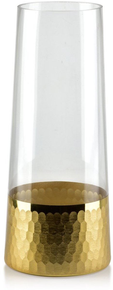 mondex Sereniet vaas - 10 x h25cm - schuin - Glas - Goud