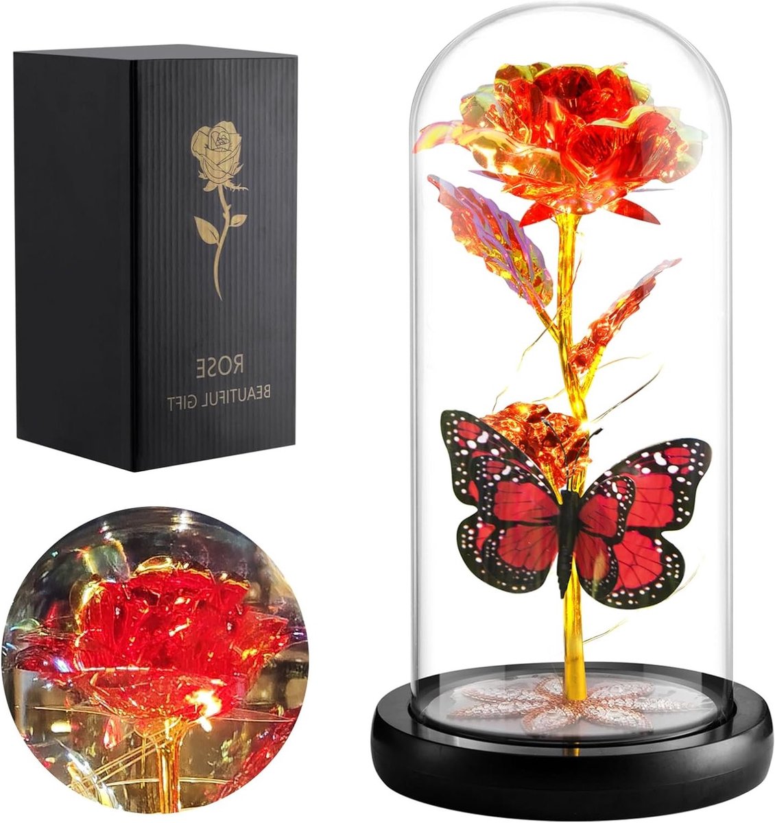 Moederdag Cadeau met Vlinders en LED Verlichting, Bloemen Geschenk voor Vrouwen en Moeders