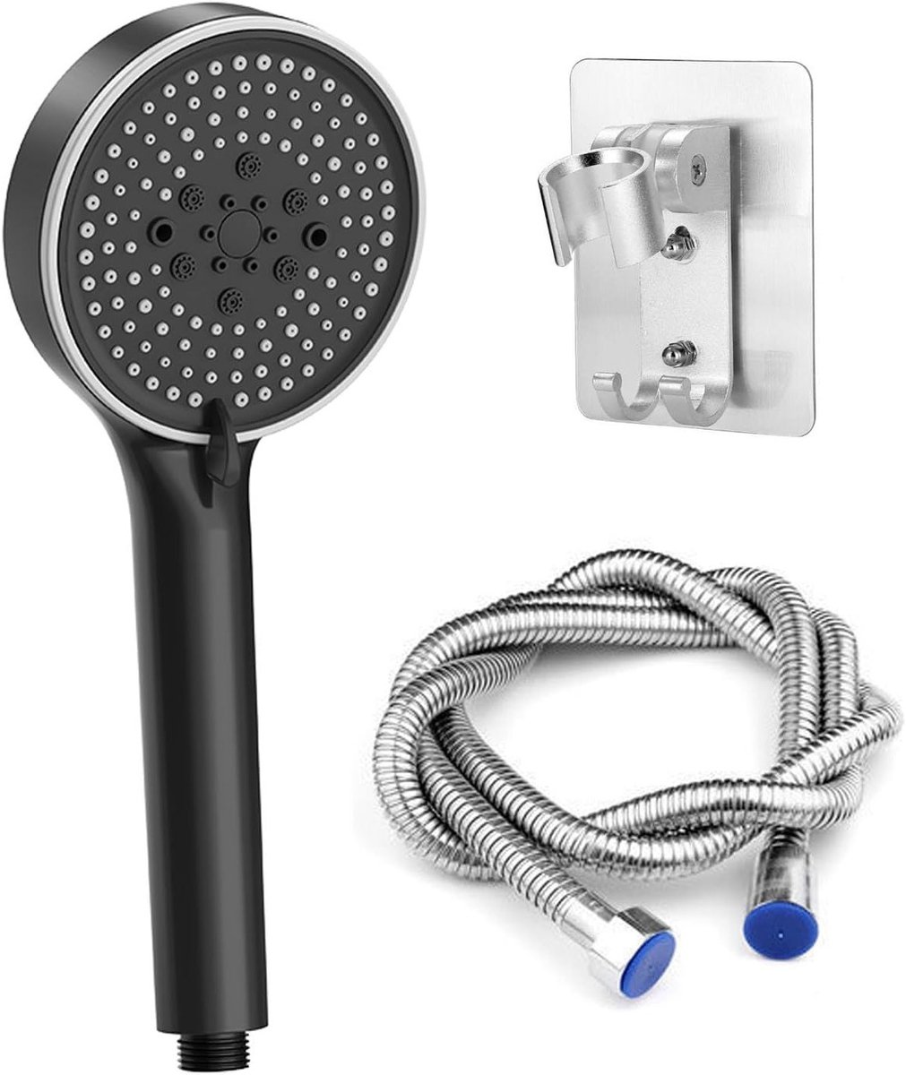 Hoogwaardige Handdouche met Slang van 2 m, 5 Stralen, Waterbesparend en Hoge Druk, Rond 120 mm