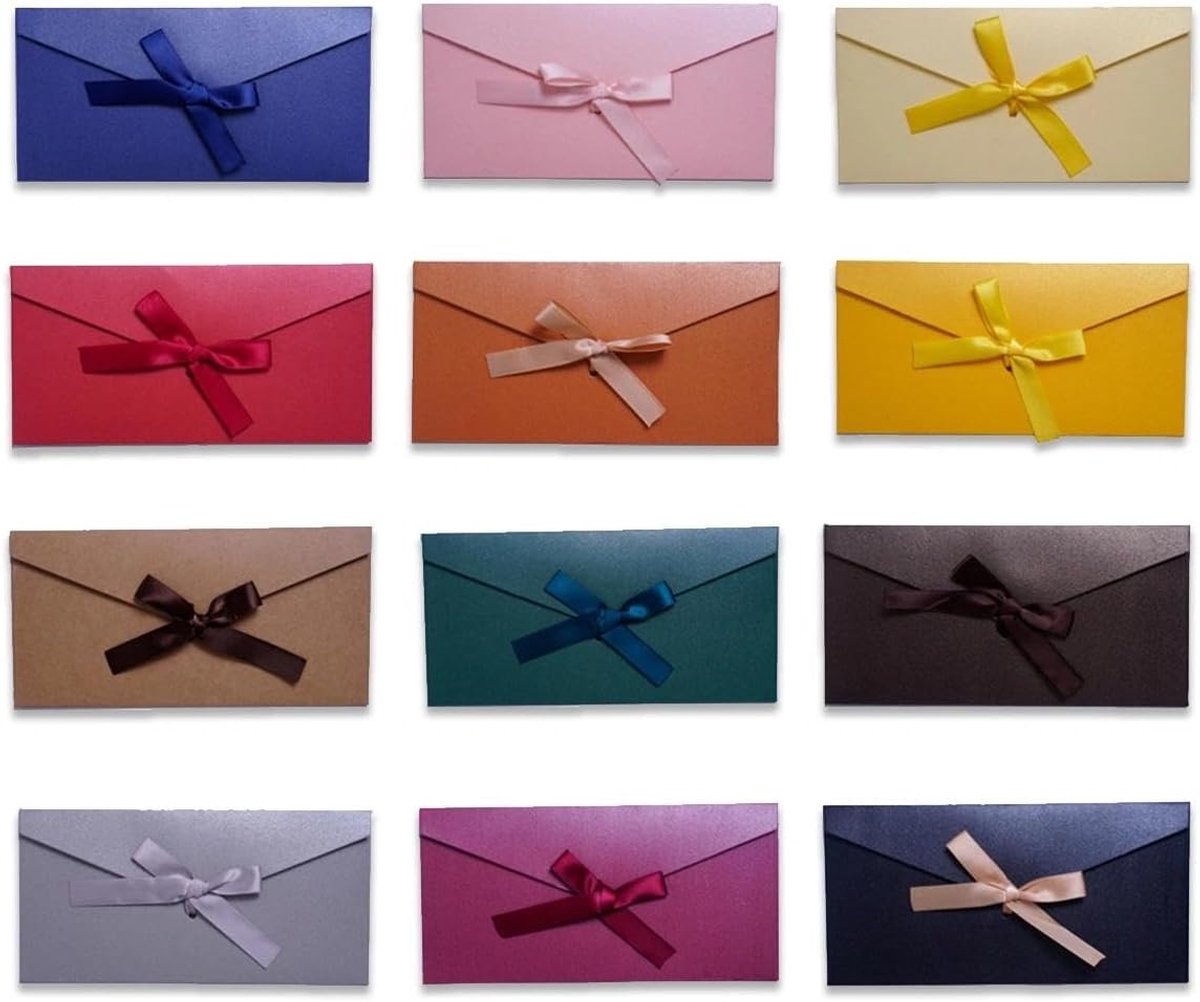 Set van 12 Kleurrijke Enveloppen van Parelgloeiend Papier, 22 x 11 cm, Perfect voor Kerst, Verjaardagen en Bruiloften