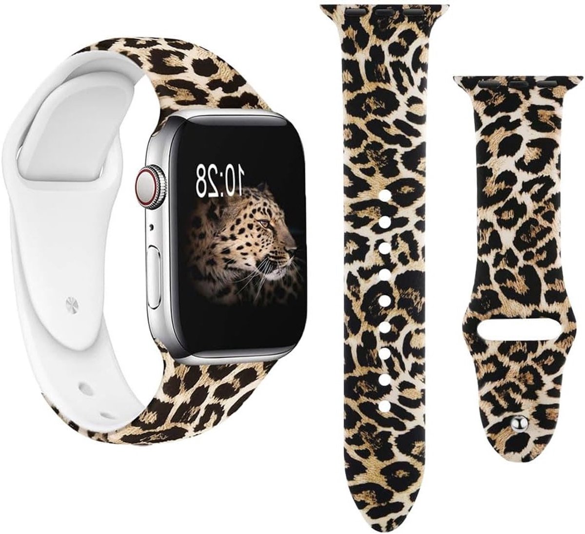 Kleurvolle Leopard Print Sportband voor Apple Watch 42 mm 44 mm 46 mm 49 mm - Silicone Armband voor iWatch Series 1 tot 11, Comfortabel en Duurzaam