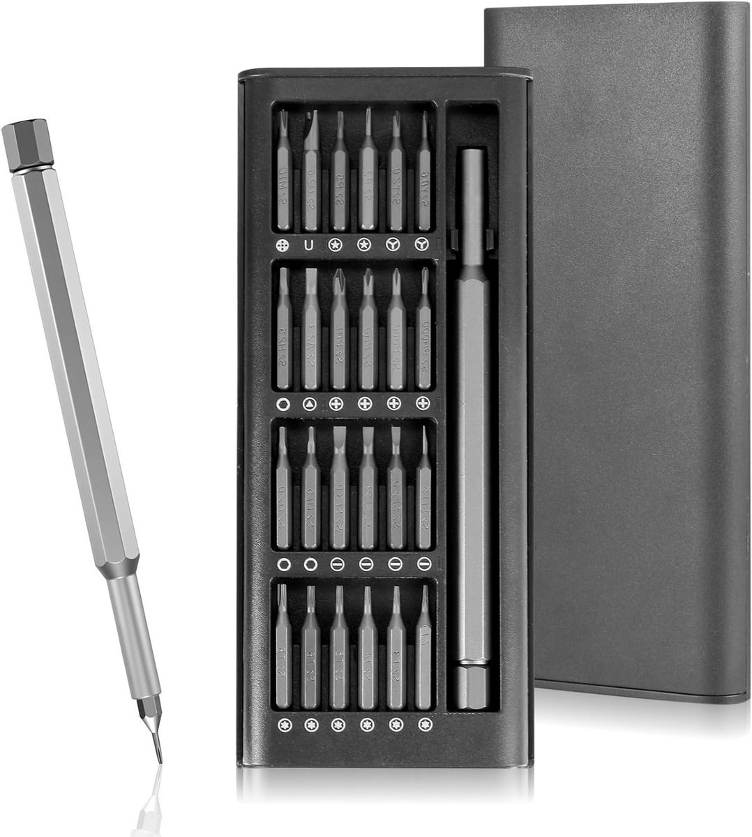24-in-1 Precisie Magnetische Reparatieset voor Horloges, Brillen en Elektronica met Micro Schroevendraaiers en Precisie Bits