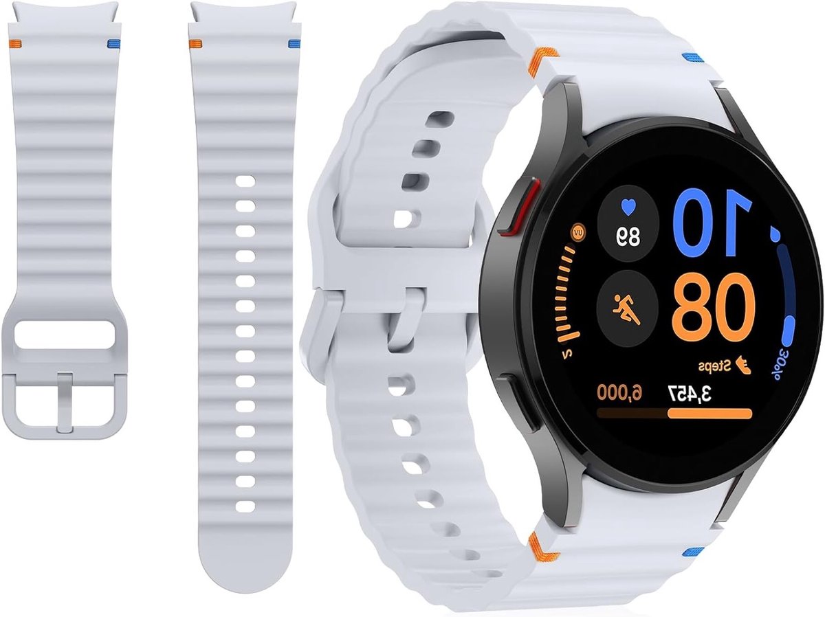 Sportieve Horlogeband 20mm voor Galaxy Watch 5, 6, 7 en FE - Lichtgrijs, Geschikt voor Mannen en Vrouwen, Comfortabele en Duurzame Band voor Actieve Levensstijl