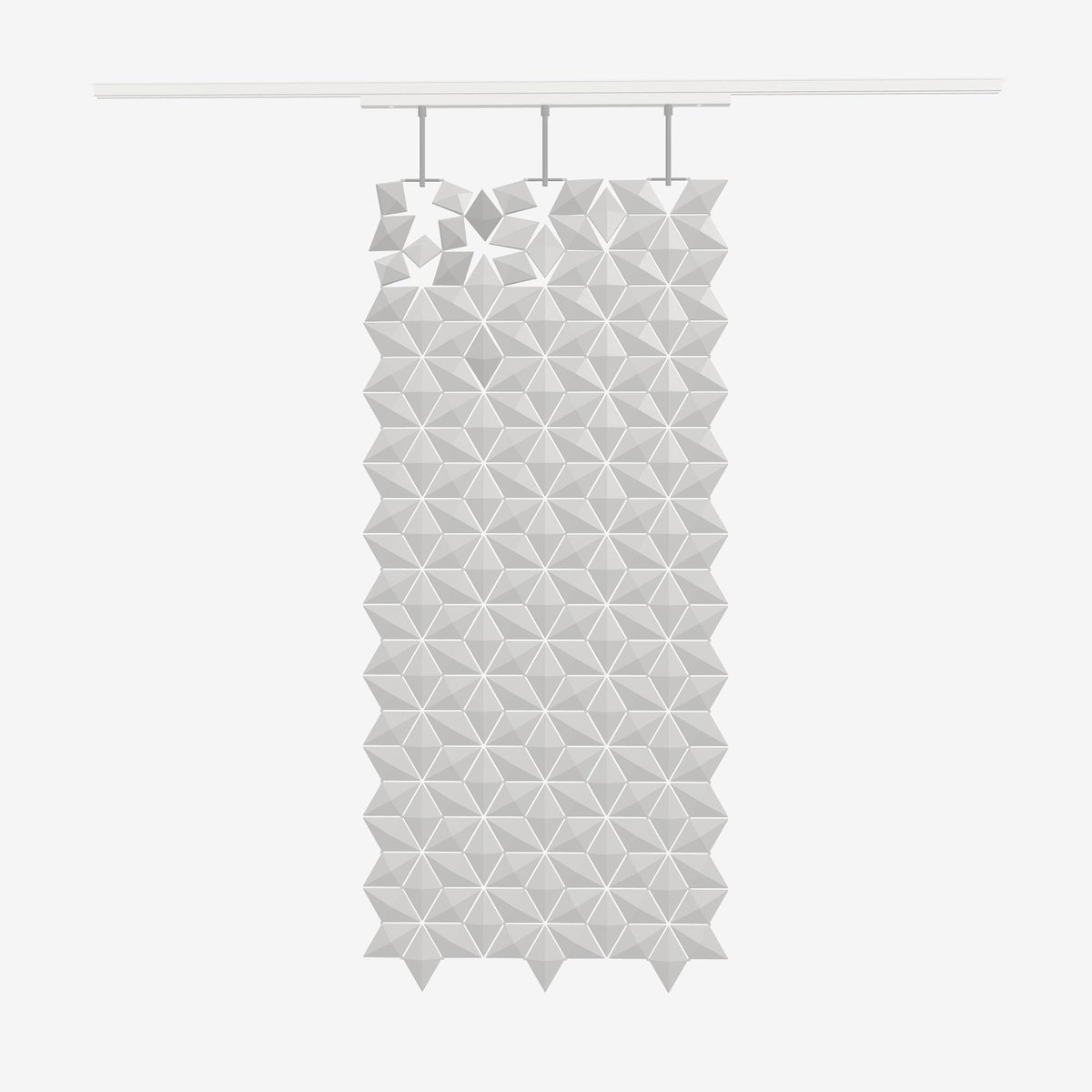 Flexibele schuifbare scheidingswand – Facet 102 × 226 cm in parelgrijs