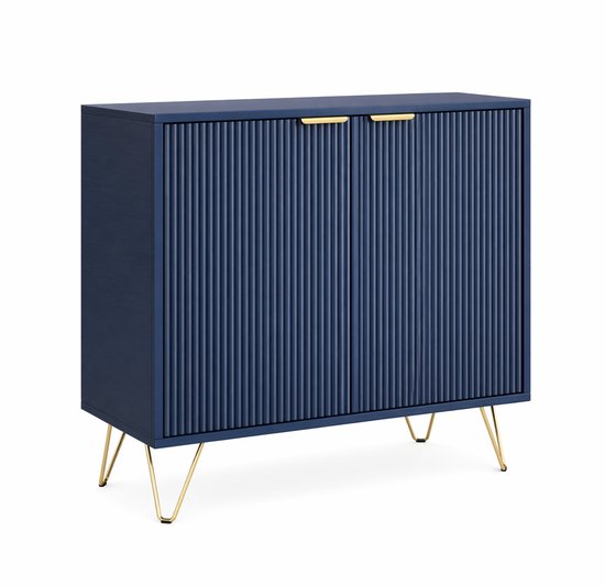 CINK Casa® Opbergkast – Dressoir met 2 Deuren – 80x40x78 cm – Donkerblauw – MDF Hout & Metaal – Voor Woonkamer, Hal, Keuken of Slaapkamer – Elegant Design