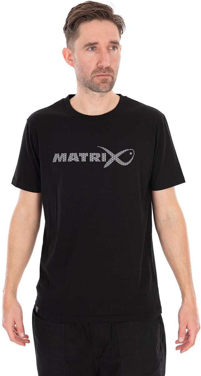 Matrix Large Fade Logo T-Shirt Black-Grey – Comfortabel T-Shirt met Groot Matrix Logo - Maat : Small