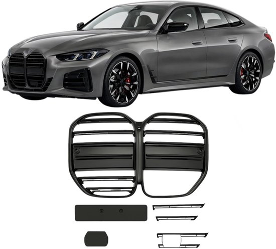 Calandre sport noir brillant – Convient pour BMW Série 4 G26 Gran Coupé à partir de 11/2021 – Support de plaque d'immatriculation inclus