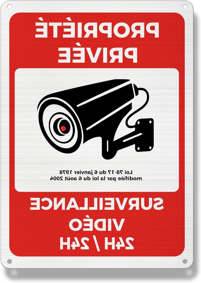 Aluminium Beveiligingscamera Schild 250 x 180 mm - Reflecterend, Waterdicht en Geschikt voor Videobewaking van Privéterrein
