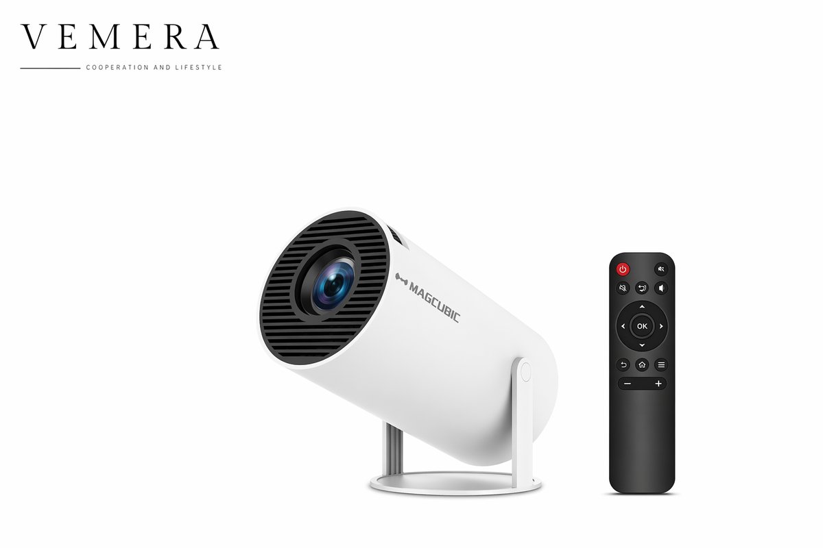 Vemera beamer - projector - android - thuisbioscoop - eenvoudige verbinden via bluetooth - 8k - wit