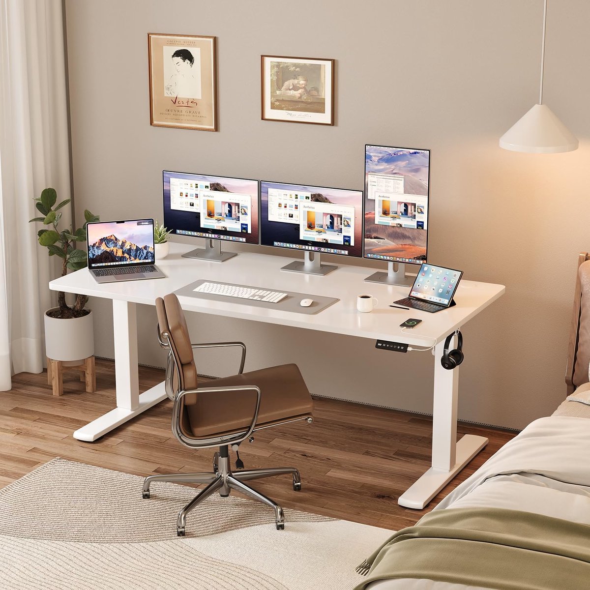 ErgoLift Pro Elektrisch Zit-Sta Bureau 110x53 cm met Memory Functie, In Hoogte Verstelbaar 73-118 cm, Ergonomisch Computerbureau voor Thuis & Kantoor, Wit
