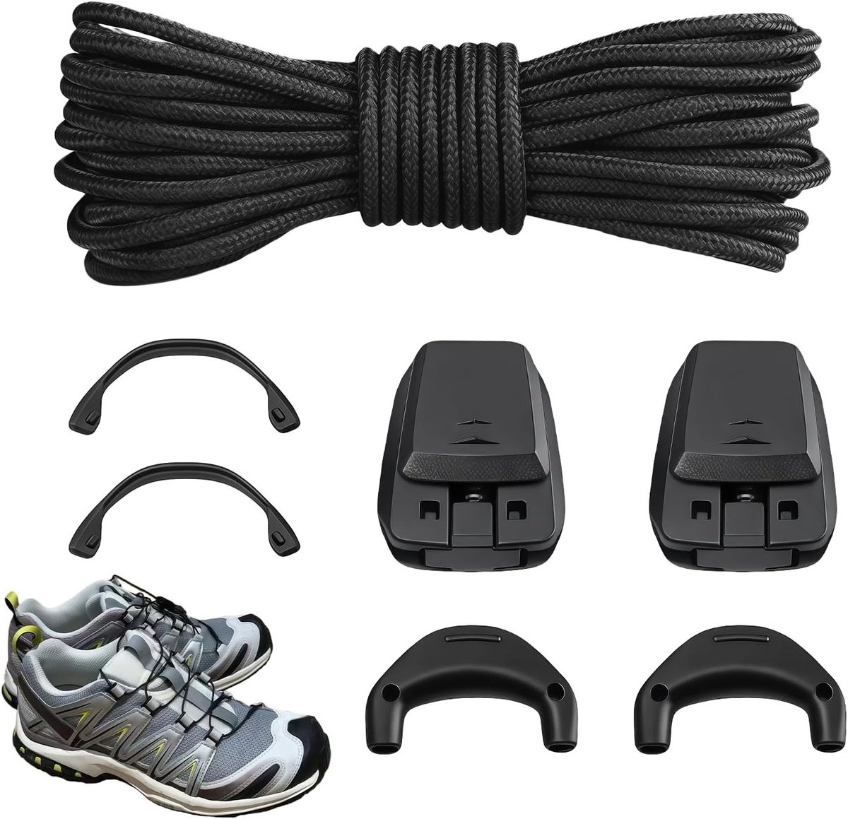 Dunne 1.5mm Schoenveters voor Ski Boots en Wandelschoenen - 160cm NoTie Snelsluiting voor Mannen en Vrouwen
