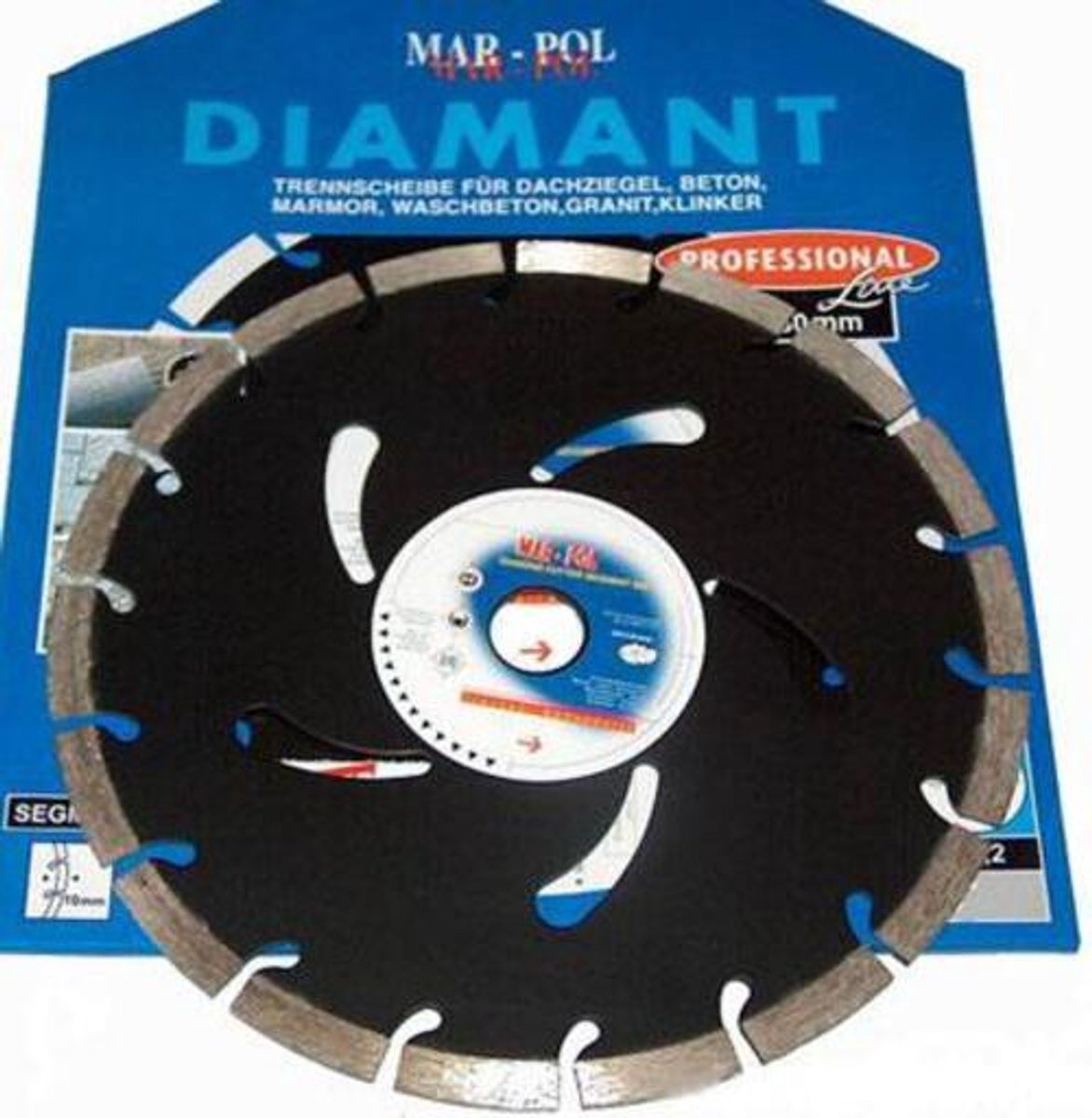 Mar-Pol Serie - Diamantdoorslijpschijf - 350mm - 10mm Segment - Voor Beton en Baksteen