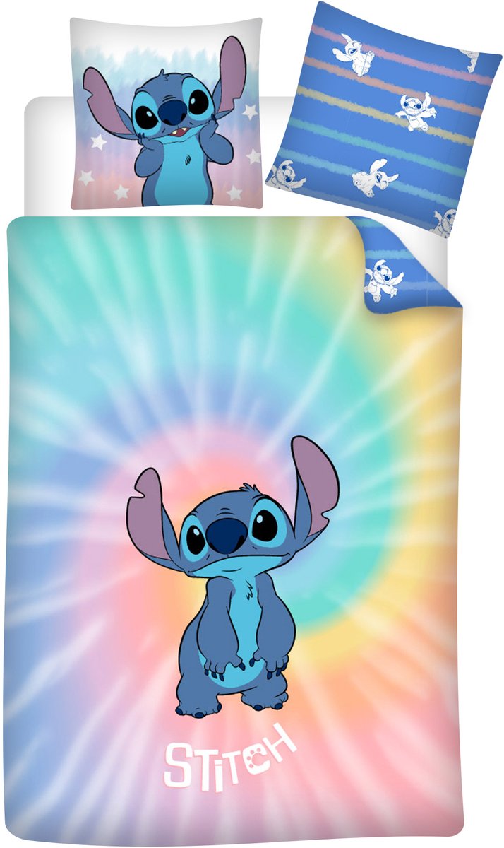 Disney Lilo & Stitch Dekbedovertrek Colourful - Eenpersoons - 140 x 200 / 65 x 65 cm - Polykatoen