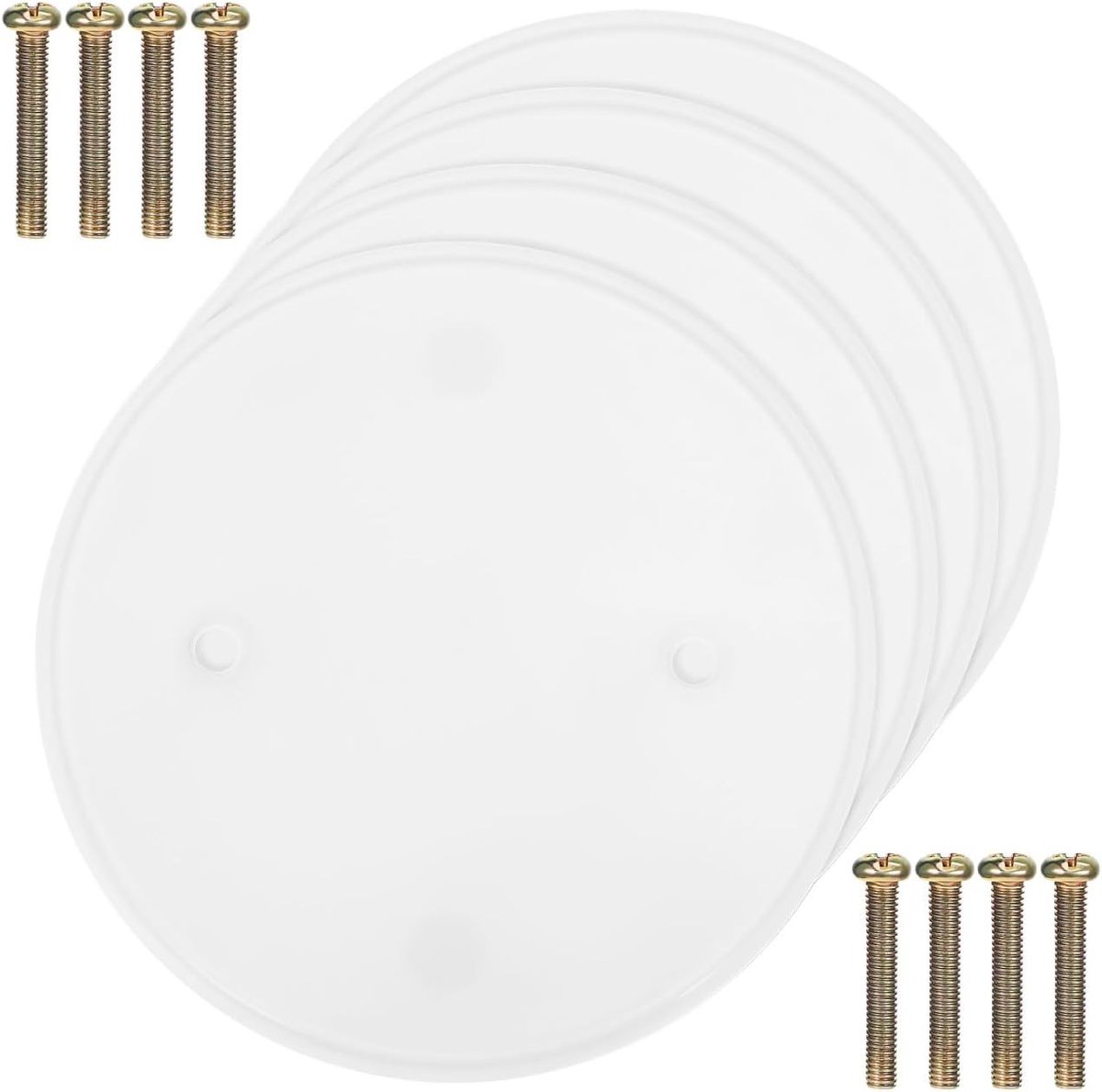 Set van 4 ronde deksels voor elektrische plafonds, vlakke afvoerkap en ronde uitgangsplaat, wit voor het bedekken van gaten in plafonds