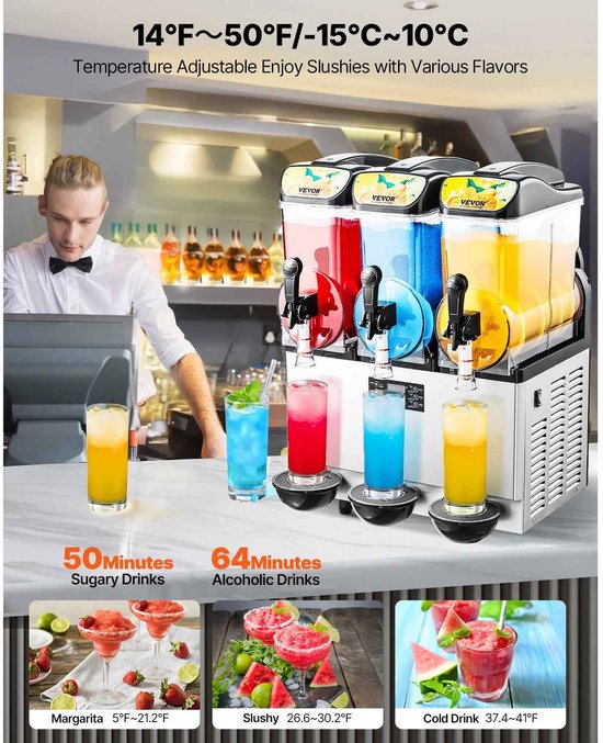 CORE Commerciële Slushmachine - Slushpuppy machine - Slush Puppy maker - 3x 15L Slushy Machine - 45L - 60x52x83cm van Merkloos — afbeelding 5