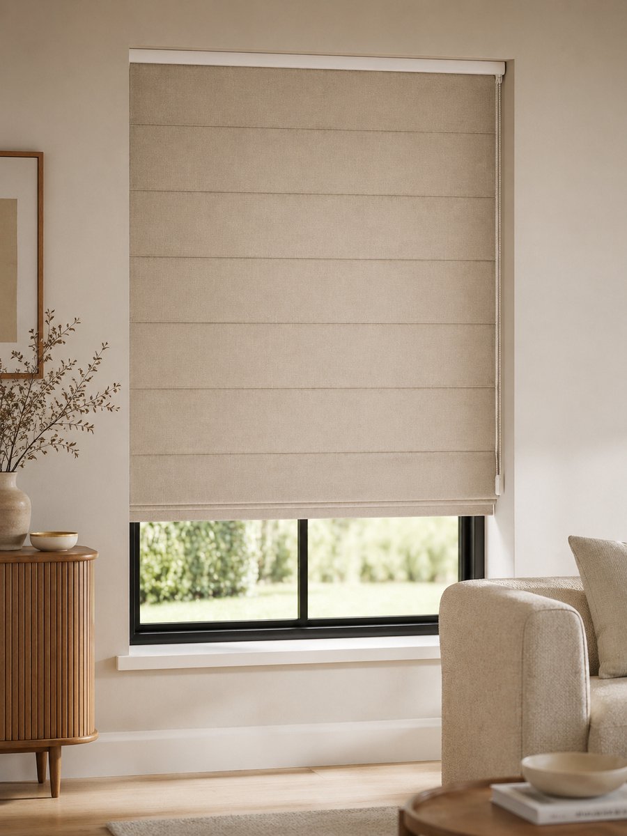 Sencys Dubbel Vouwgordijn 60x180 cm – Beige – Lichtdoorlatend & Verduisterend – Inclusief Aluminium Rail – foto 2